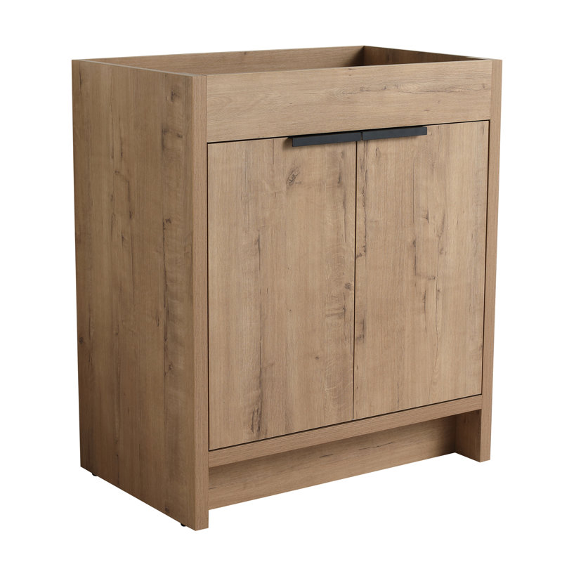 Armoire de salle de bain autoportante avec 2 portes à fermeture douce