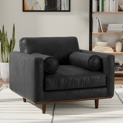 Chaise avec accoudoirs rembourrée de style moderne Mid-Century de 42 po Morrison