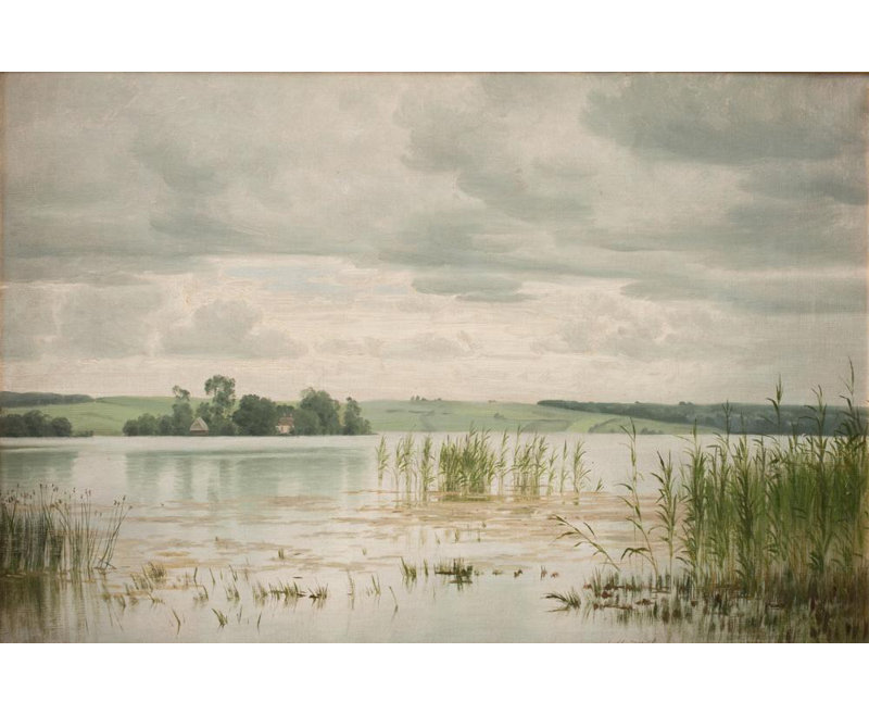 «Lake Esrom» par Vilhelm Groth - Art mural sur toile tendue avec châssis, H 14 po x l 18 po