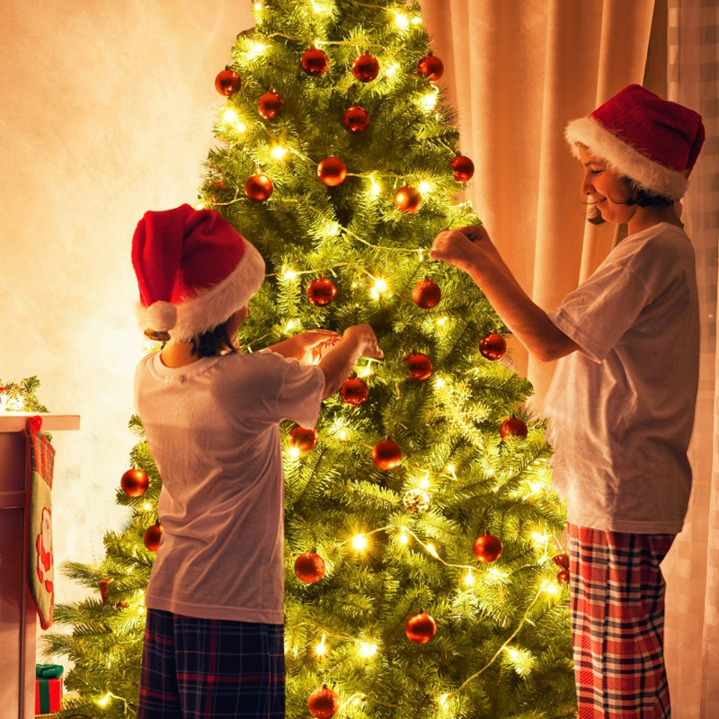 Sapin de Noël artificiel articulé de 1,8/2,3/2,7 m avec support en métal, 1346 branches, 9' H
