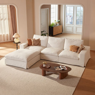 Boneless Oversized Cloud Couch, Comfy L Shaped Sectional Sofa, Extra Wide & Deep Modular Couches For Living Room, Seater With Ottoman