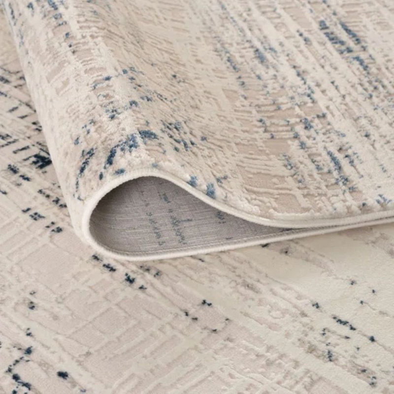 Carmel Modern Abstract Cream/Navy Area Rug, Runner 80 x 300 cm