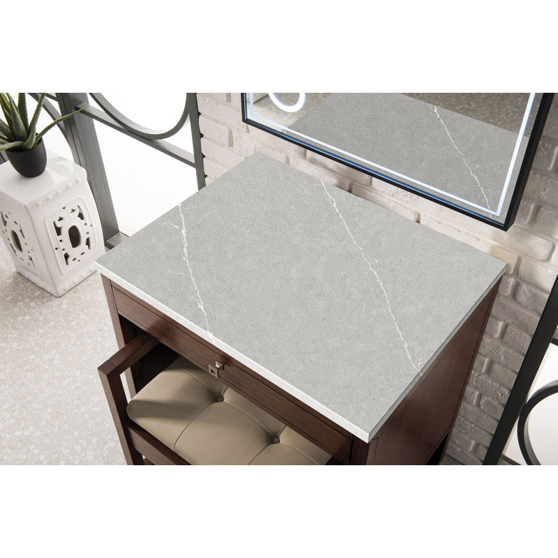 Athens 30" Single Bathroom Vanity, Glossy White/Eternal Serena/