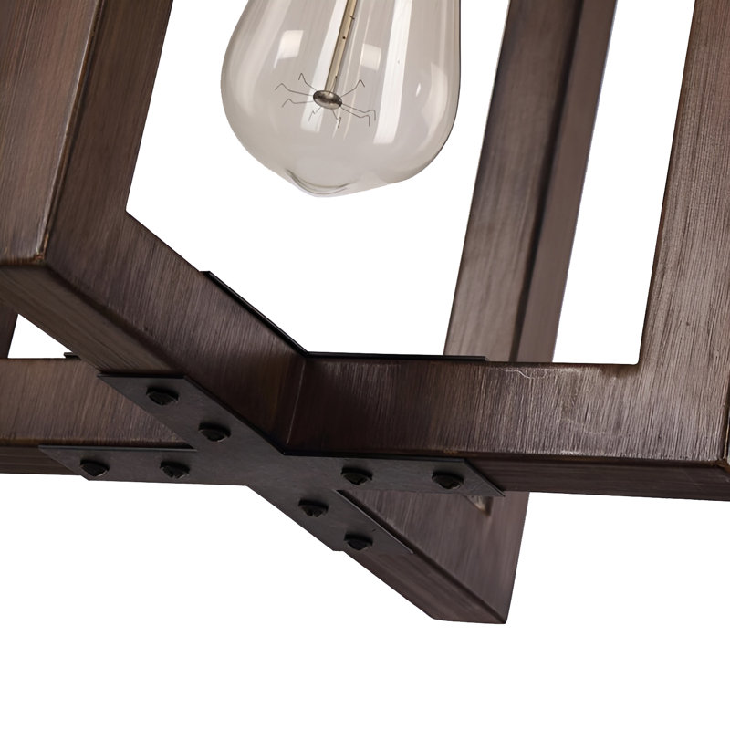 Rudolfo 1 - Light Brown Open Frame Wood Minimalist Pendant Lamp