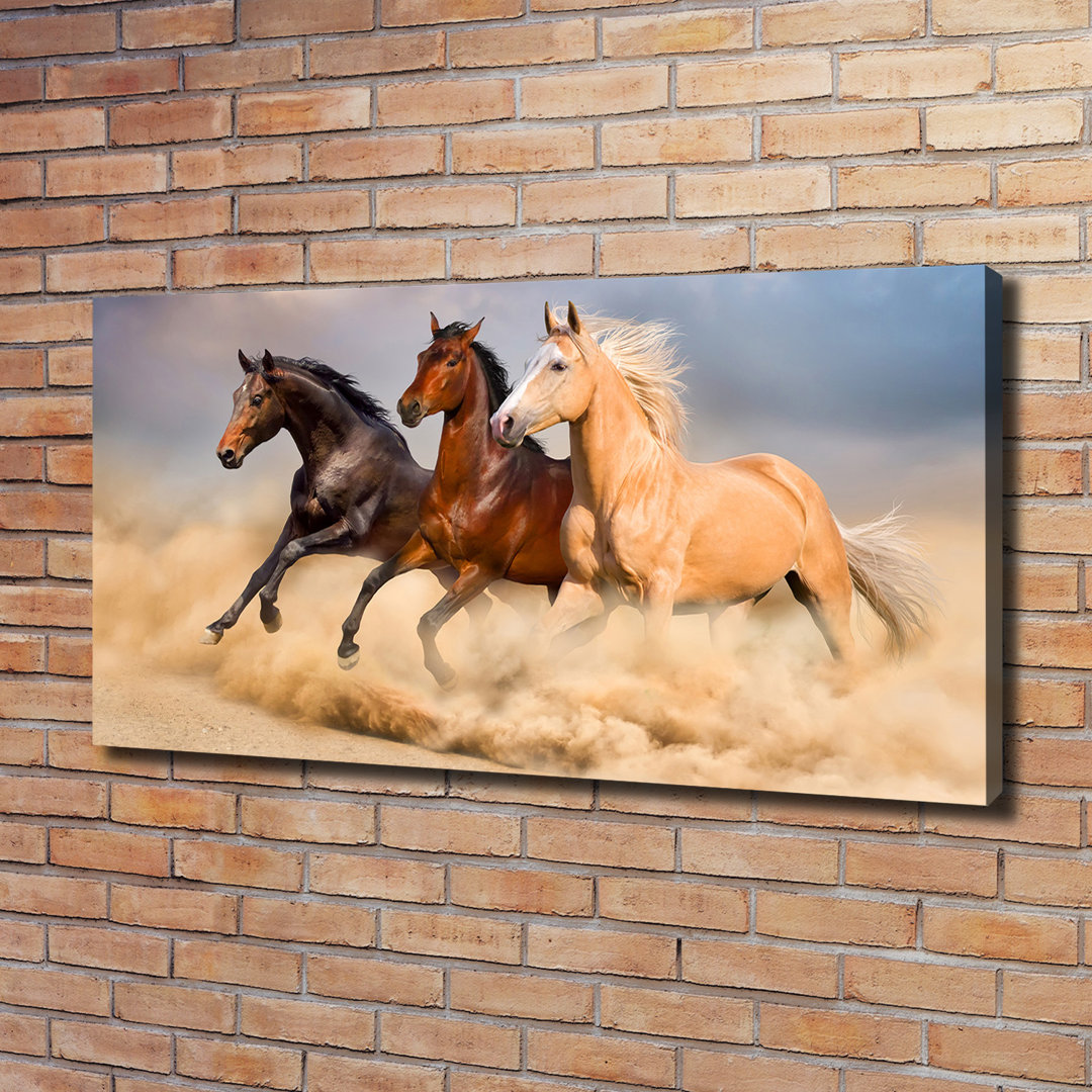 Horses In A Gallop - Wrapped Canvas Print
