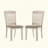 Set Of 2 Dining Chairs With Slat Back, Tan Fabric And Cream Finish