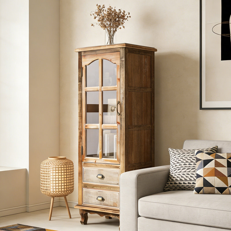 Armoire de rangement en bois rustique, Ancient White