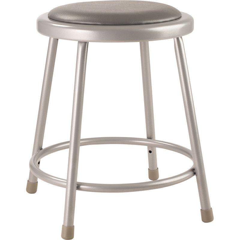 6400 Series Heavy Duty Vinyl Padded Steel Lab Stool with Footing, 18" H, Gray