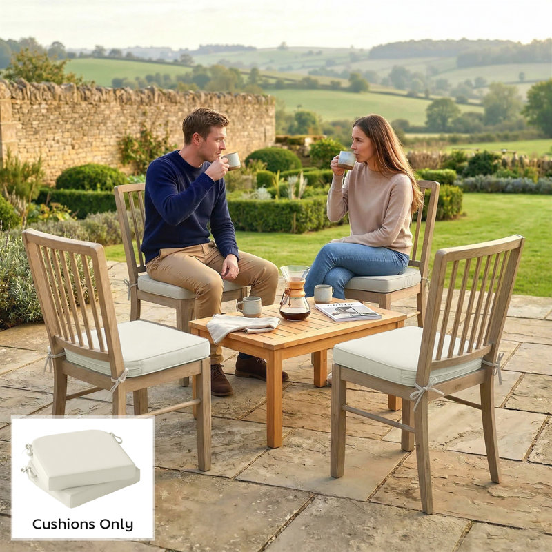 Outsunny Outdoor Chair Seat Cushions Set of 2, 7cm Foam, 40x40cm, Cream