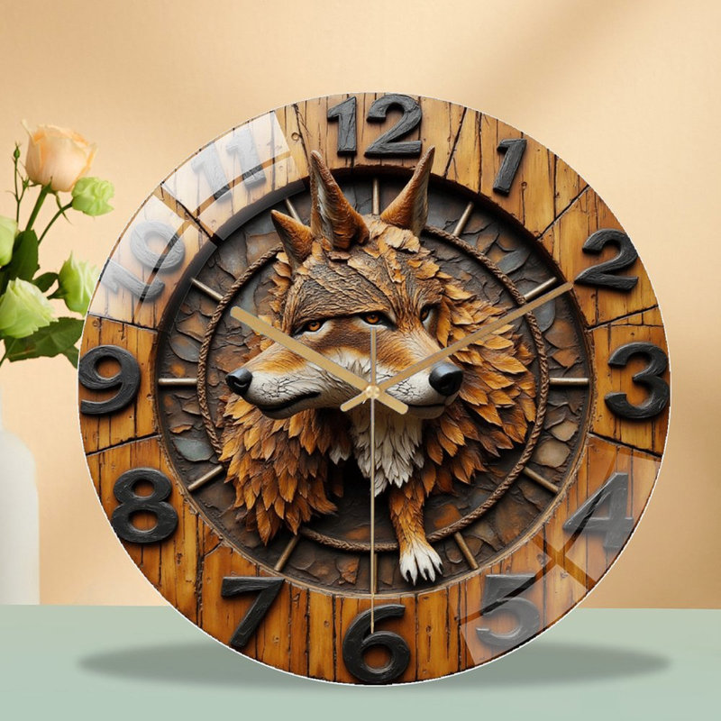 Horloge murale loup