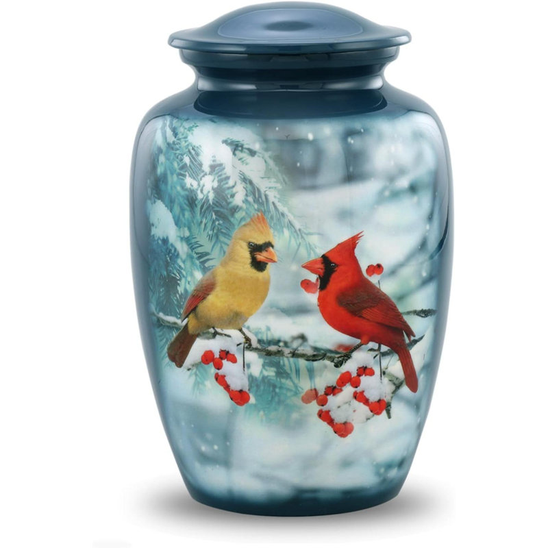 Cardinal Urn Full Size Cardinal Couple Cremation Urn Adult Cozy Cardinals Urns For Men And Women Cardinals Funeral And Memorial Urns For Human Ashes Upto With Velvet Bag