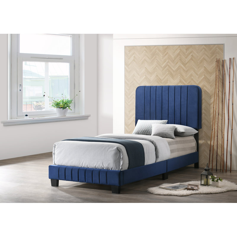 Lit sommier simple Lodi, bleu marine, Lit simple, Marine