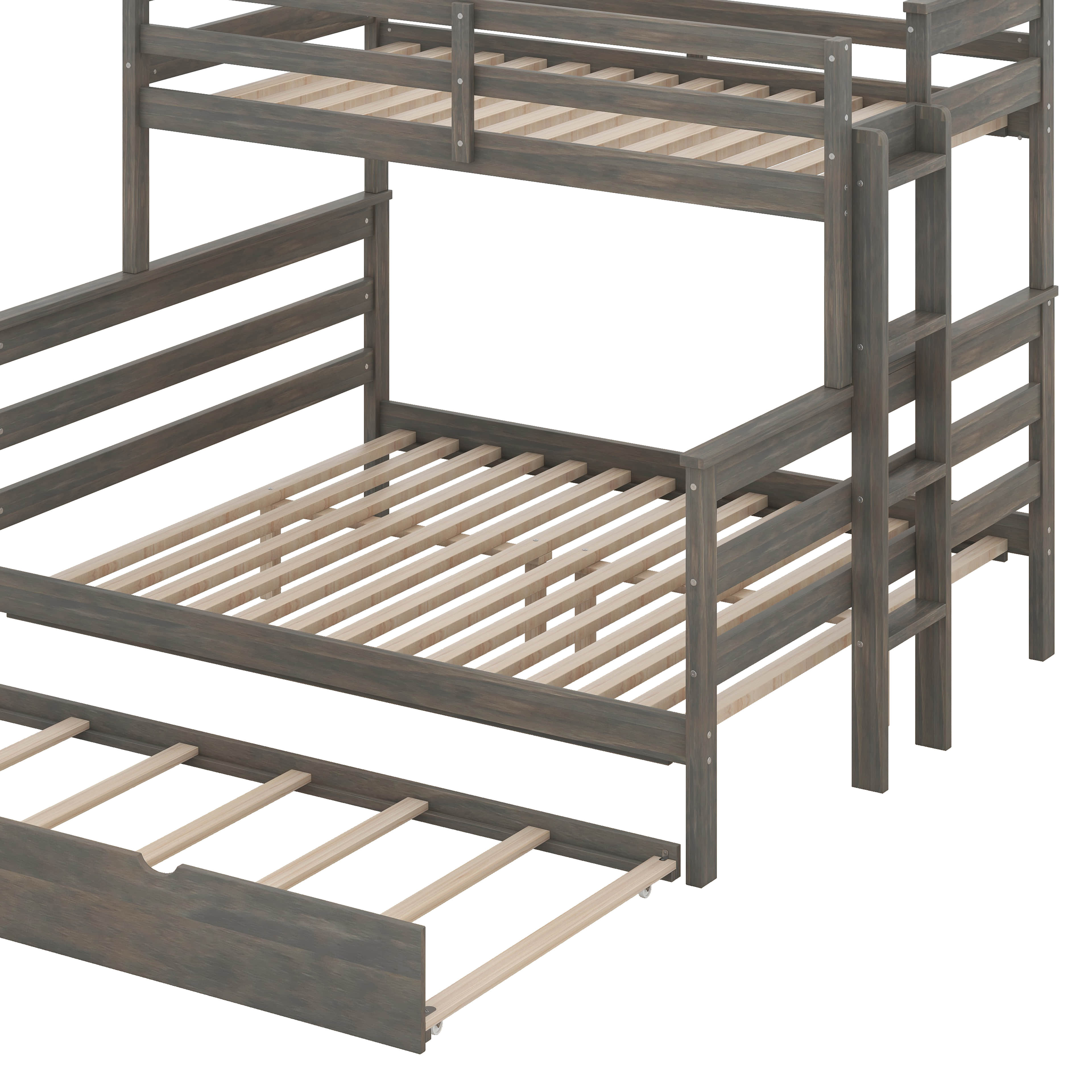 Latitude Run® Twin XL Over Queen Bunk Bed Wood Detachable Bunk Bed With ...