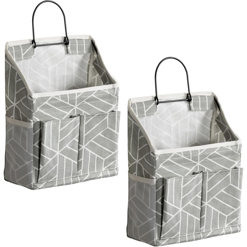 Sac de rangement mural 2 pièces, organisateur de poches en lin pour placard, multifonctionnel imperméable pour le salon, la chambre, la salle de bain, la cuisine, le camping-car et les crochets