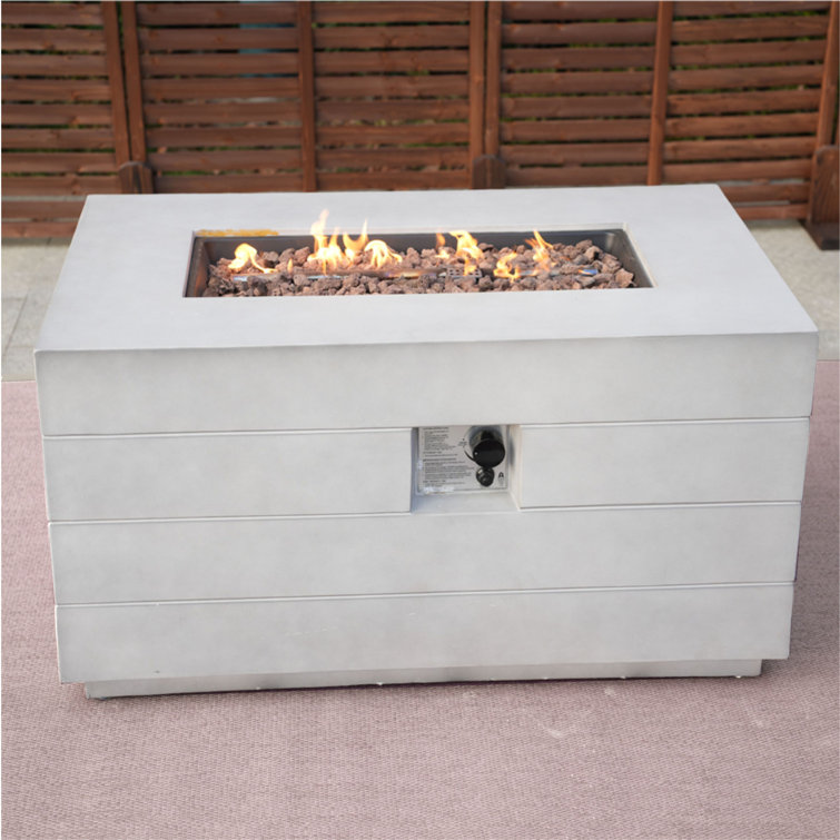 Deserai 23.8'' H x 42.5'' W Magnesium Oxide Propane Outdoor Fire Pit Table with Lid