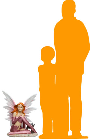 Small  Fairy Life Size Statue, White/Gray/Pink/Orange/Tan