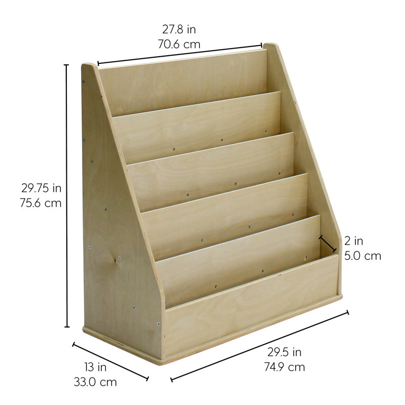 Natural Birch 5-Shelf Kids Book Display Stand