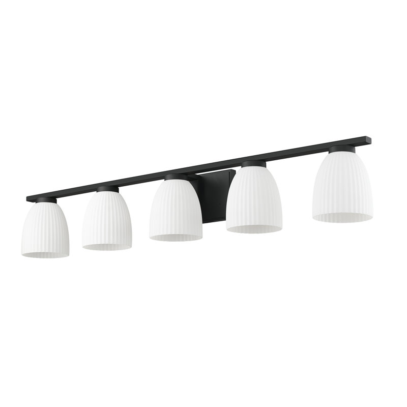 Mateo Modern Vanity, 5 Lights, Matte Black, 6.5" H x 40" W x 6.5" D