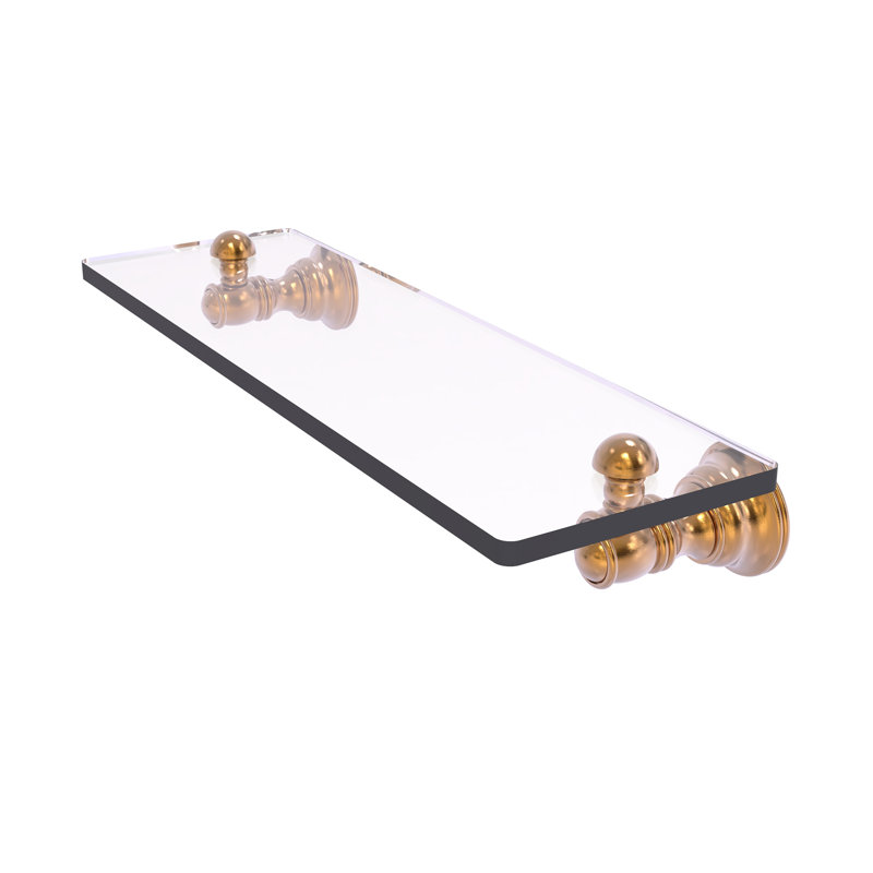 Freyja Glass Accent Shelf with Towel Bar, 2.4" H x 16" W x 5.54" D, Brushed Bronze