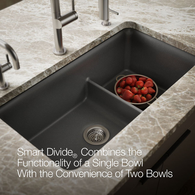 Cairn Smart Divide 33-1/2" Undermount Kitchen Sink, Dark Gray