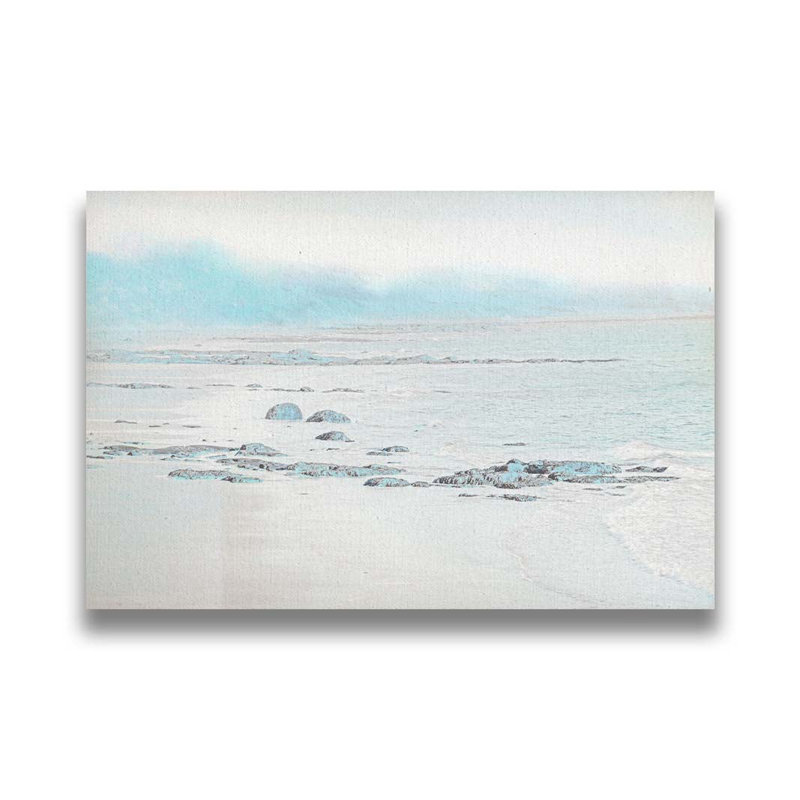 Blue Mind - Rocks and Sea par Hal Halli. Impression sur papier - Montée et encadrée, taille de l'image, H 44 po x l 64 po