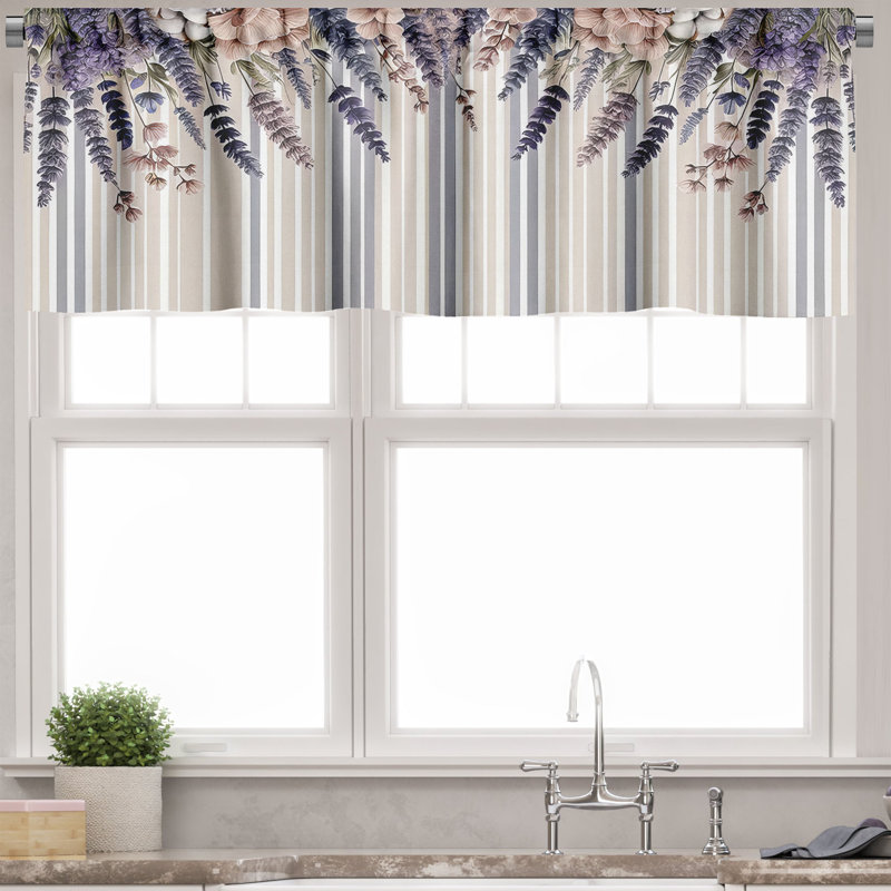 Striped Tailored Window Valance, 42" W x 12" L