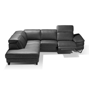 Canapé modulaire inclinable en cuir véritable de 110 po de largeur