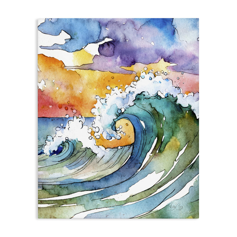 «Vibrant Sunrise Surf Canvas», conception de Shelly Craig, H 30 po x l 24 po