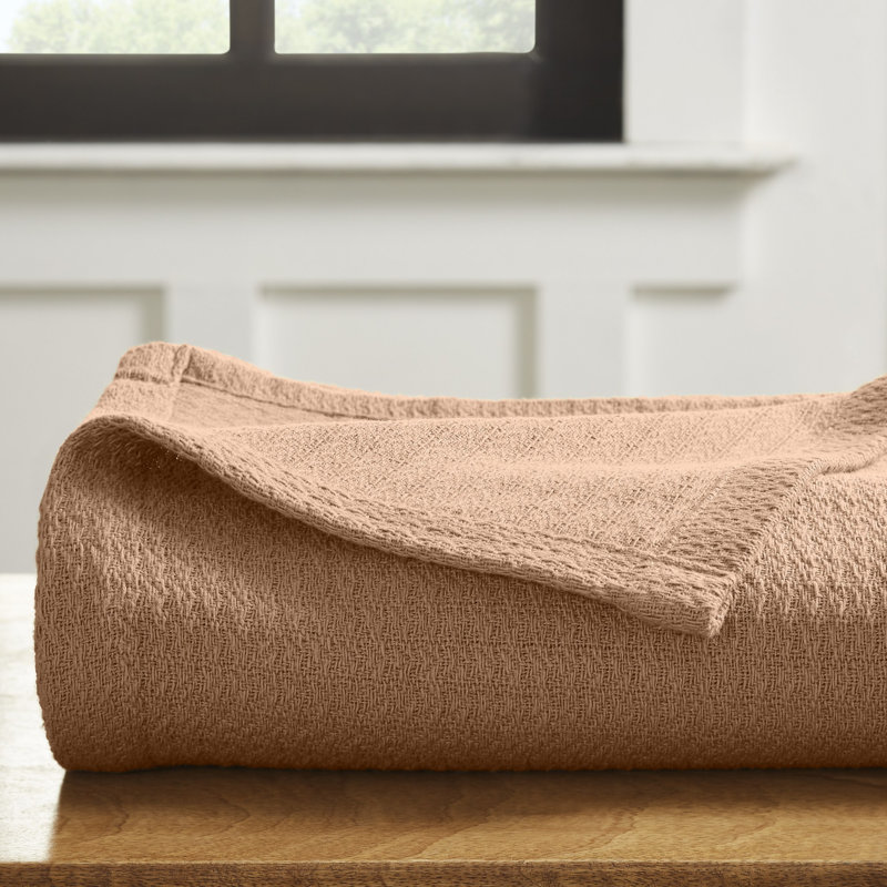 Couverture 100% coton à texture douce toutes saisons Superior, Double/grand, Chameau