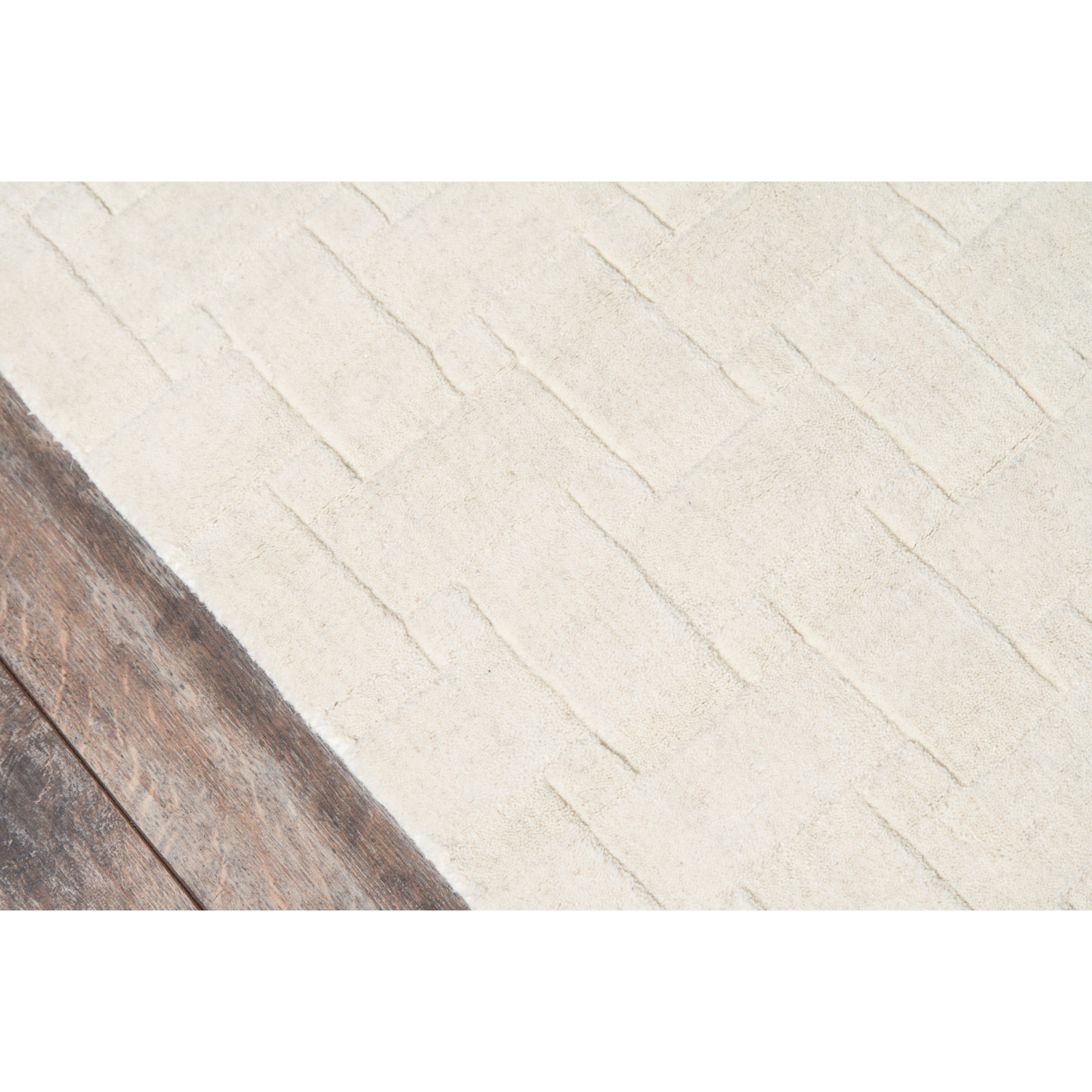 Carissa Ivory Hand-Tufted Geometric Wool Rug, Runner 2'3" x 8'