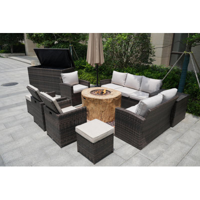 10 - Person Patio Conversation Set with Cushions