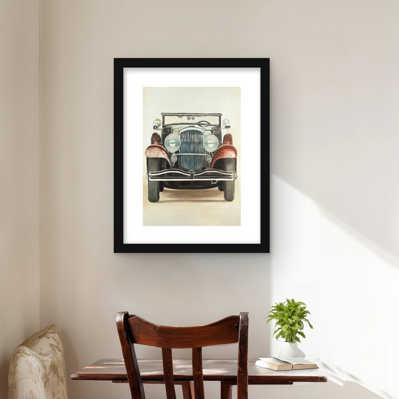 Vieille voiture de luxe des années 1920, reproduction encadrée avec passe-partout | Décoration intérieure