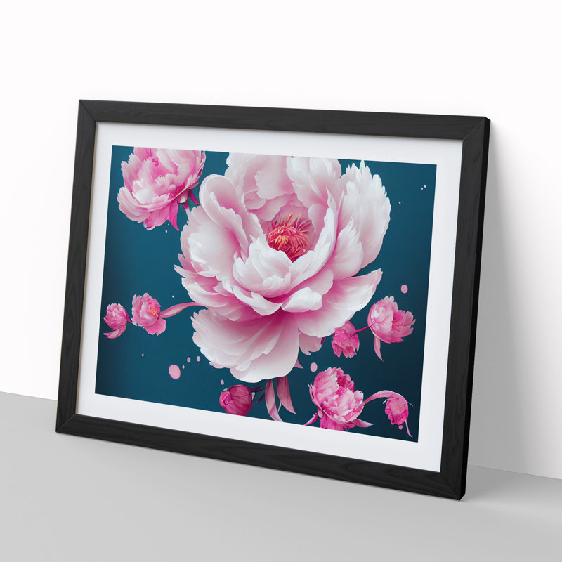 Mind Blowing Peony Flowers - Framed Print, Black Framed, 25cm H x 34cm W