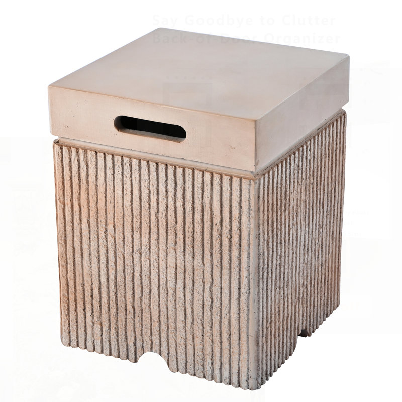 Outdoor Propane Tank Cover Table With Vertical Slats, MGO Propane Holder Hideaway For 20 Lb Gas Tank, Square Top Side Table With Handle Slots, Propane Not Included, Suitable For Patios