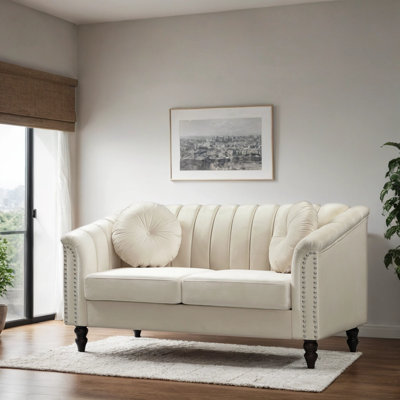 60" Upholstered Classic Chesterfield Loveseat