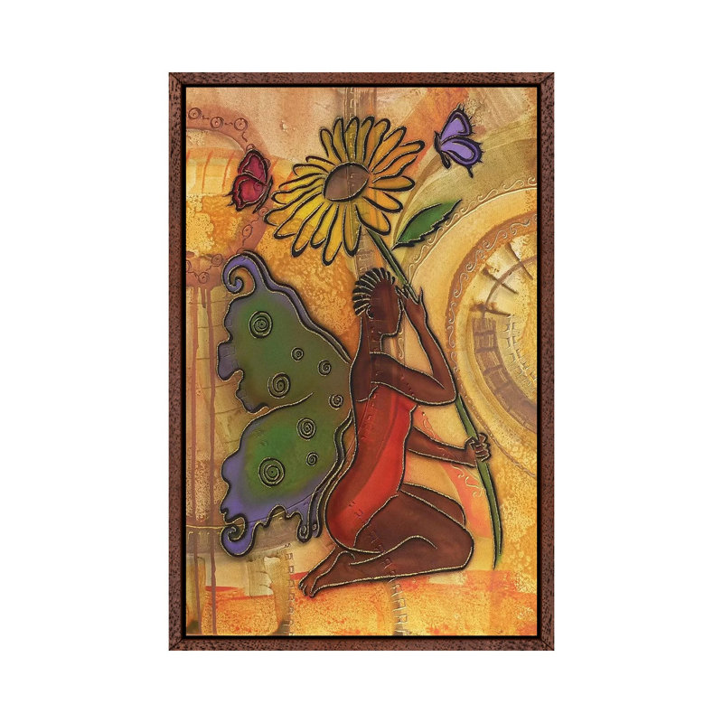 3 Butterflies by Fred Odle - Print on Canvas, Classic Brown Wood Framed, 66.04 cm H x 45.72 cm W