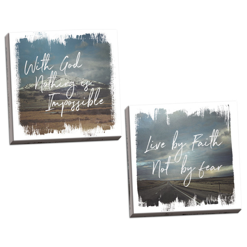«Wild Wishes I With God & II Live by Faith», ensemble de 2 pièces d'art textuel, Toile tendue, H 12 po x l 12 po x P 0,75 po