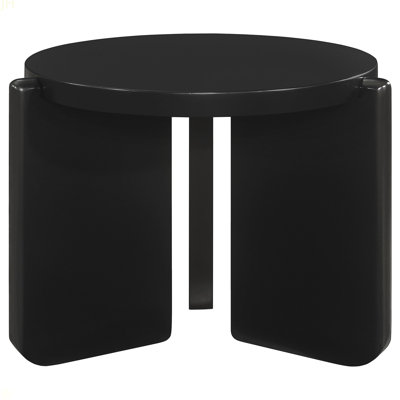 Harrison Black Round Solid Wood End Table