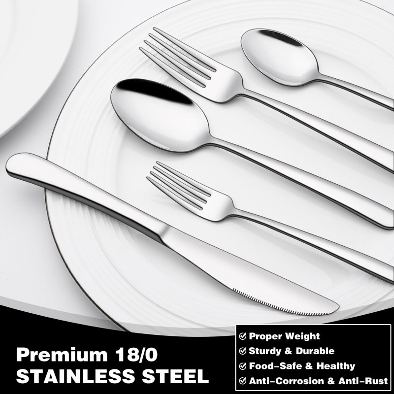 HUDSON & ASHTON LLC 40-Piece Silverware Set With Storage Box, Mirror-Polished, Dishwasher-Safe
