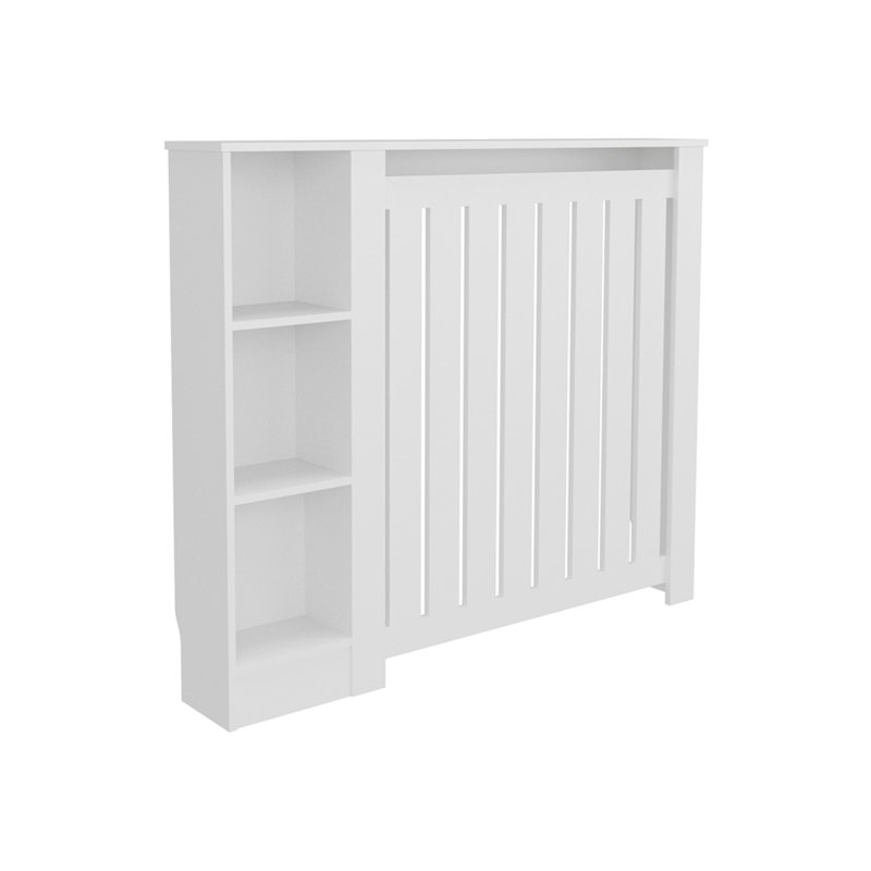 Couvercle de radiateur Joseph avec structure à lattes et 3 tablettes, White, 41.3" H x 48.1" W x 8.2" D