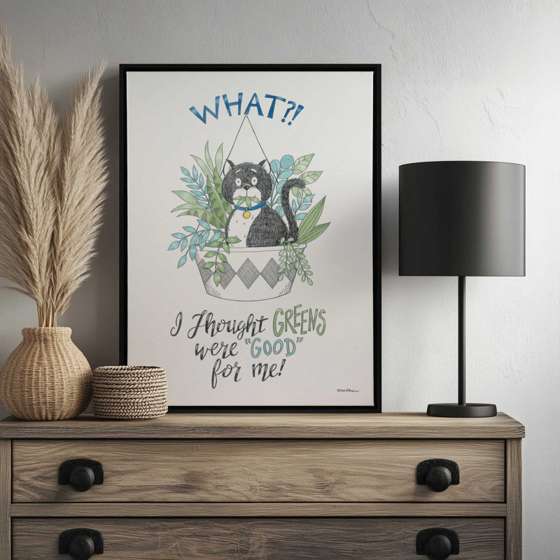 «I Thought Greens are Good for Me» par Deb Strain, reproduction d'art, Toile avec cadre, Argent, L 18 po x H 24 po