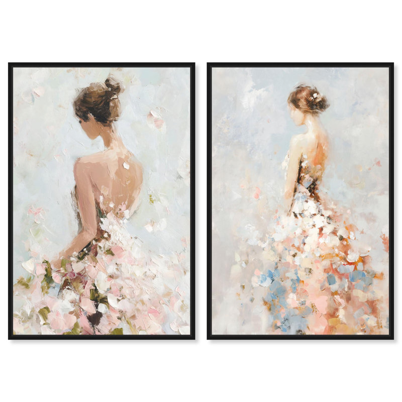 "Dreamscape Glam Art", ensemble de 2 impressions sur toile par , H 46 po x l 31 po, Noir