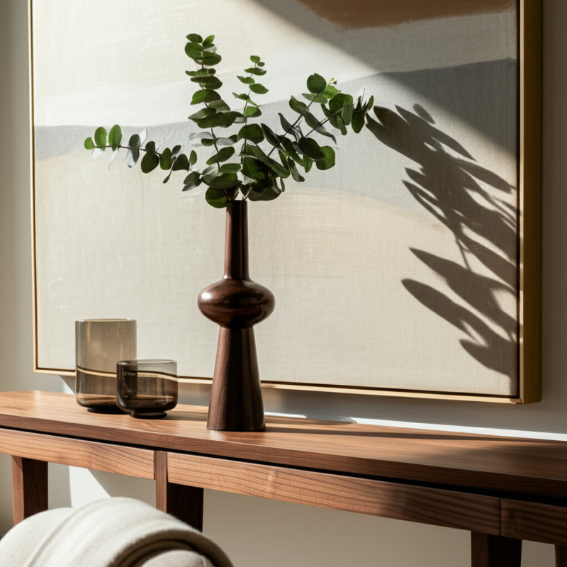 Modern Aluminum and Metal Vase with Sculptural Silhouette and Contemporary Design, 22" H x 8" W x 8" D