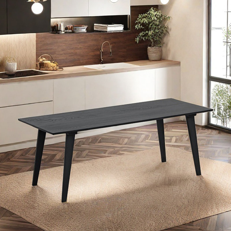 Ash wood dining table home black rectangular, 29.53"H x 55.12"L x 27.56"W