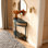 Console Table de bout demi-lune avec 2 tiroirs de rangement et tablette inférieure pour le salon, la chambre à coucher, le bureau et le couloir