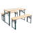 Picnic Table Bench Set of 3, Foldable Wooden Picnic Table with Benches, Outdoor Dining Table with Metal Frame, Picnic Folding Table for Patio, Lawn, Garden