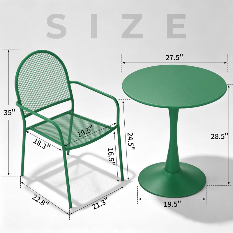 Ensemble bistro 3 pièces, Vert