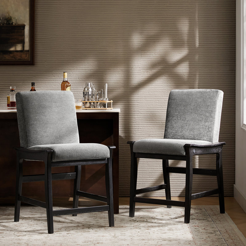 Upholstered Counter Stools (Set of 2), Gray