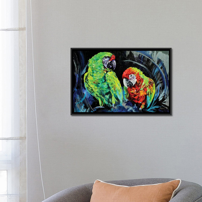 « caws », reproduction sur toile, H 18 po x l 26 po x P 1,5 po, Toile avec cadre noir, Pas de tapis