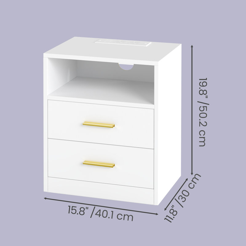 40.1 cm W Bedside Table, White